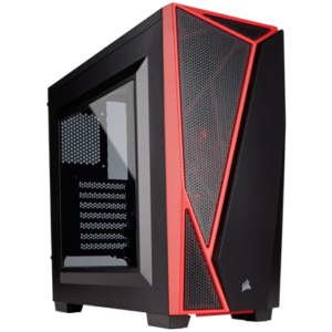 CORSAIR - CASE CARBIDE SPEC-04 GAMING, MID TOWER, BLACK/RED, USB 3.0 X2, AUDIO IN / OUT, 7 EXPANSION SLOT, 2X 2.5", 3X 3.5", PANEL LATERAL ACRÍLICO,